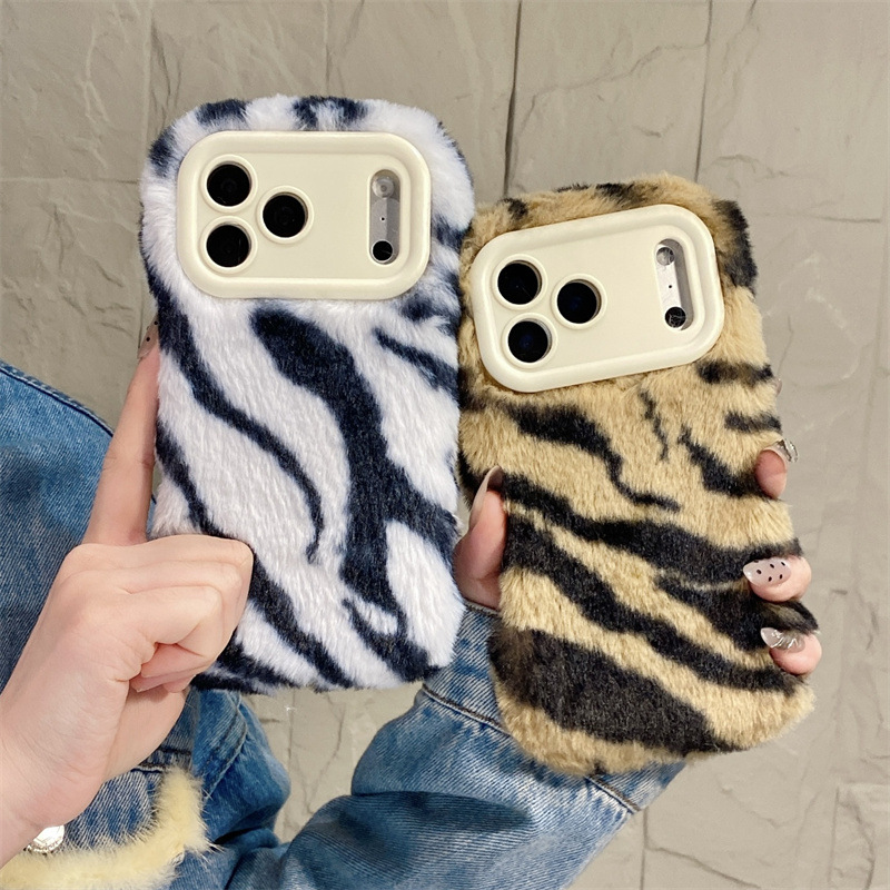 Phone Cases Iphone 11 - Luxury Zebra Pattern Fluffy Plush Phone