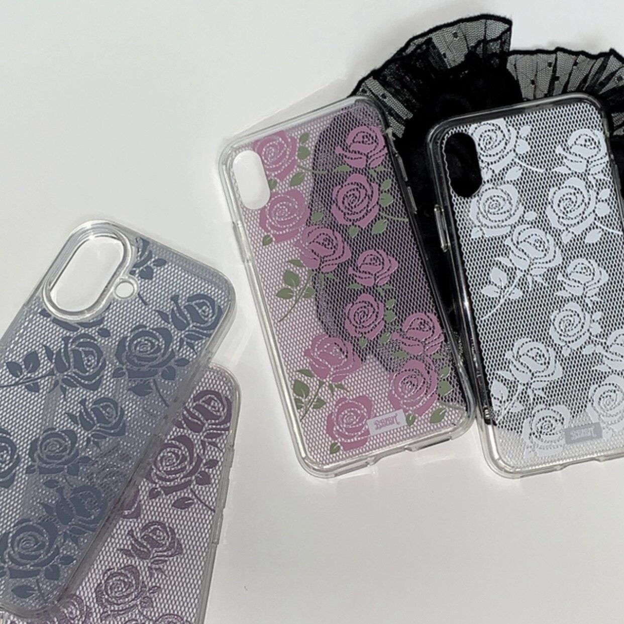 Phone Cases Korea - Korean Ins Colorful Rose Lace Phone
