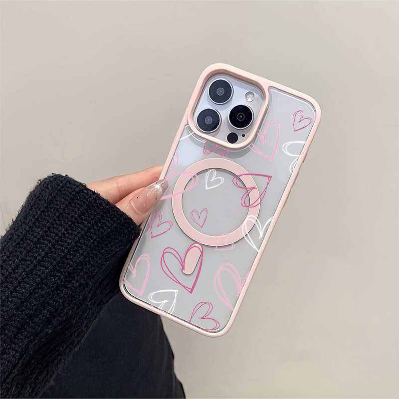 Phone Cases Purple - Pink Purple White Lines Love Heart