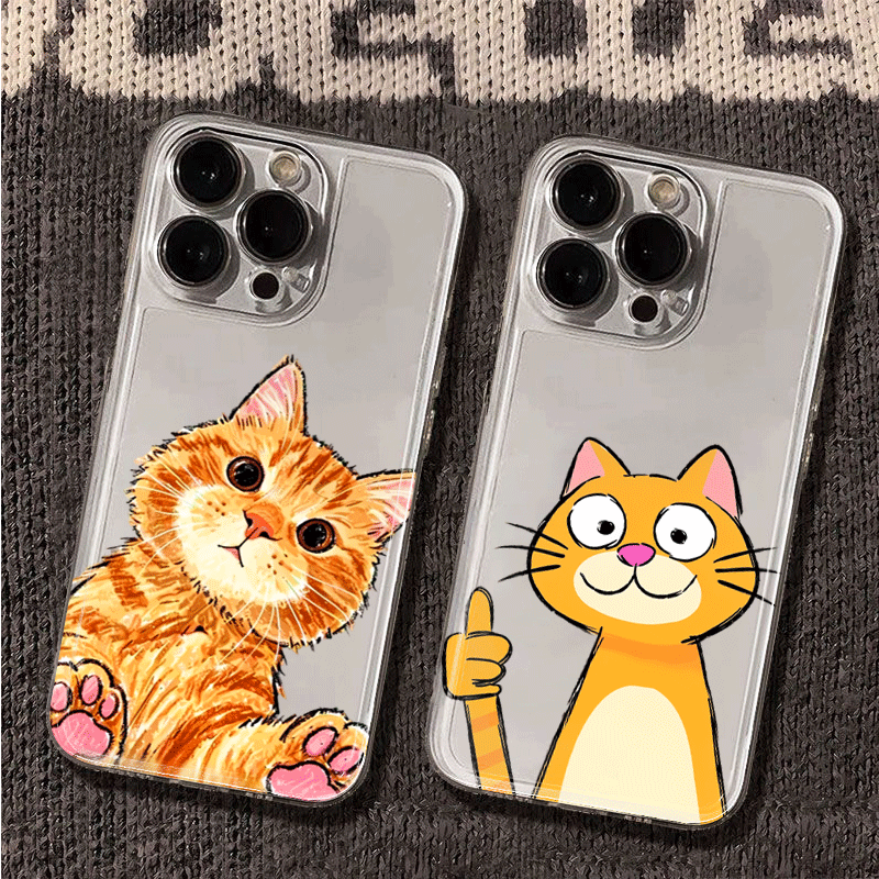 Cute Cartoon Orange Cat Patter - Phone Cases Orange 评论和价格