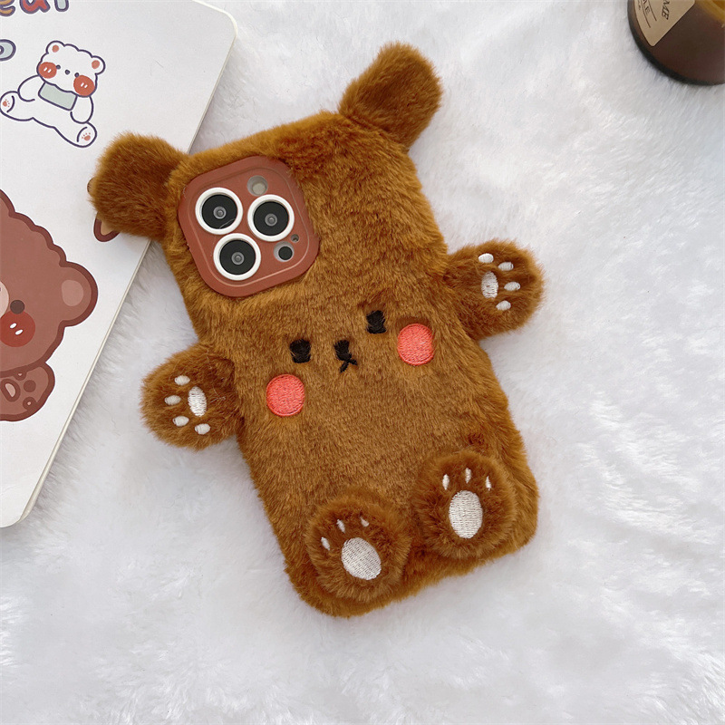 Korean 3D Cartoon Bear Fluffy  - Phone Cases Iphone 11 评论和价格