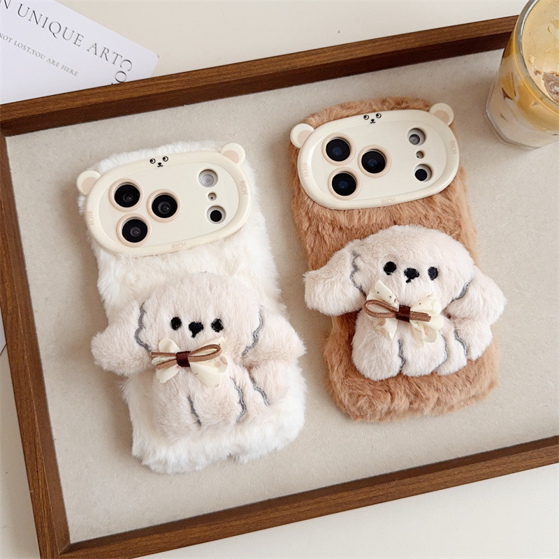 3D Cartoon Bowknot Puppy Warm  - Phone Cases Iphone 11 评论和价格