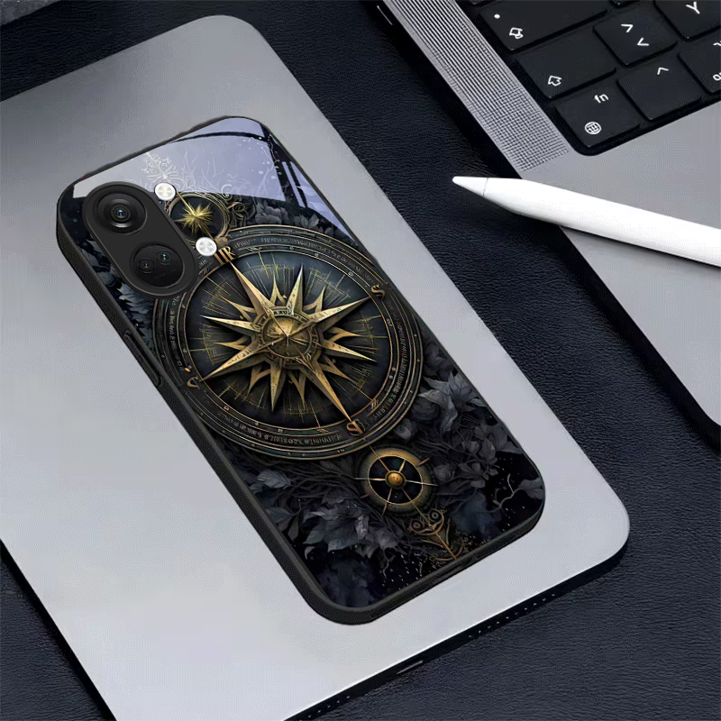 Dark Floral Compass Black Glas - Phone Cases Oneplus 评论和价格