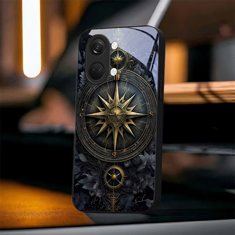 Dark Floral Compass Black Glas - Phone Cases Oneplus 评论和价格