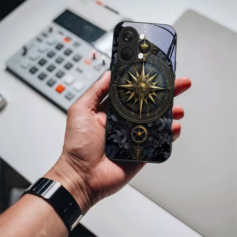 Dark Floral Compass Black Glas - Phone Cases Oneplus 评论和价格