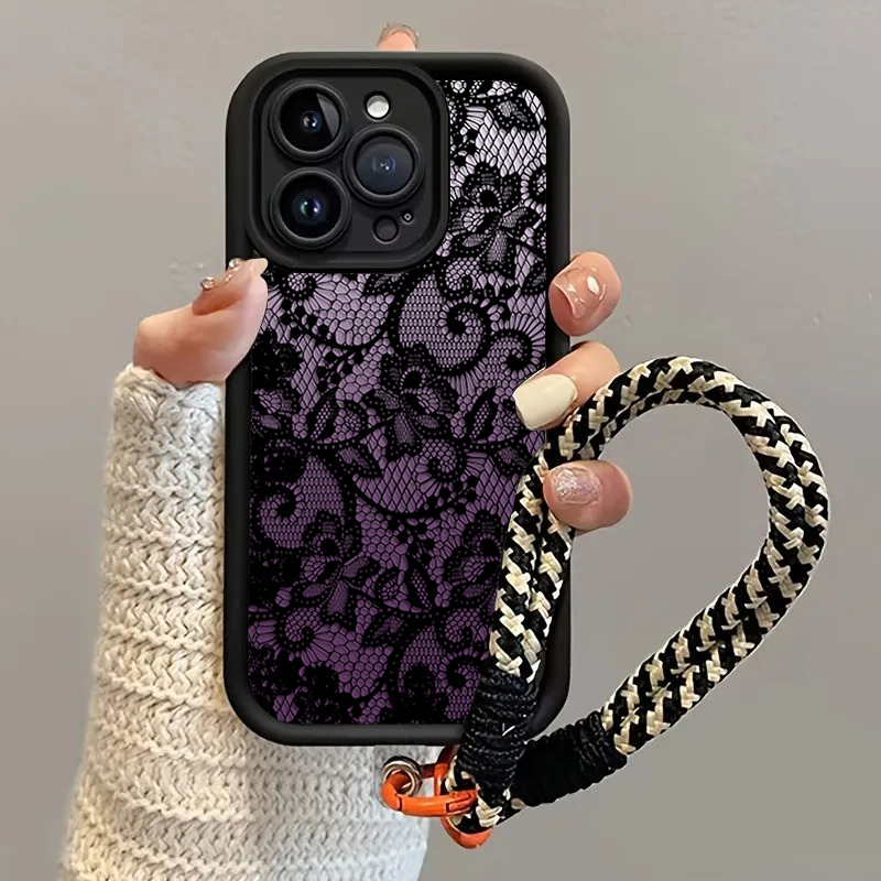 Black Purple Lace Hang Strap P - Phone Cases Purple 评论和价格