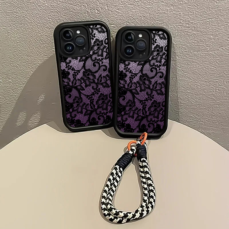 Black Purple Lace Hang Strap P - Phone Cases Purple 评论和价格