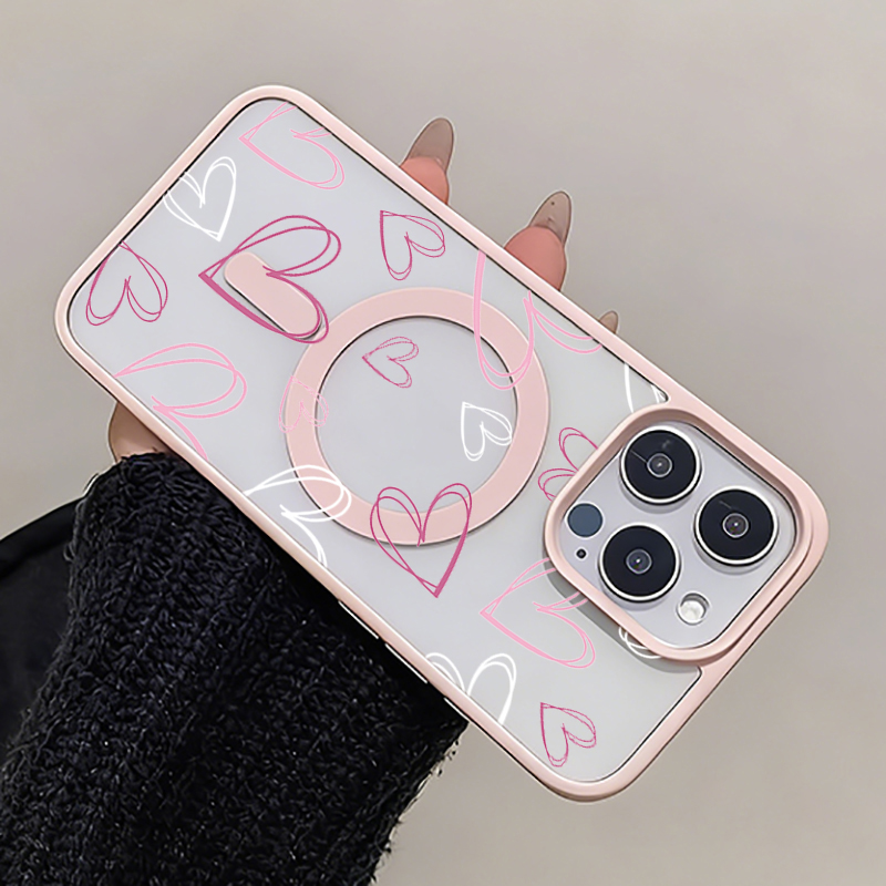 Pink Purple White Lines Love H - Phone Cases Purple 评论和价格