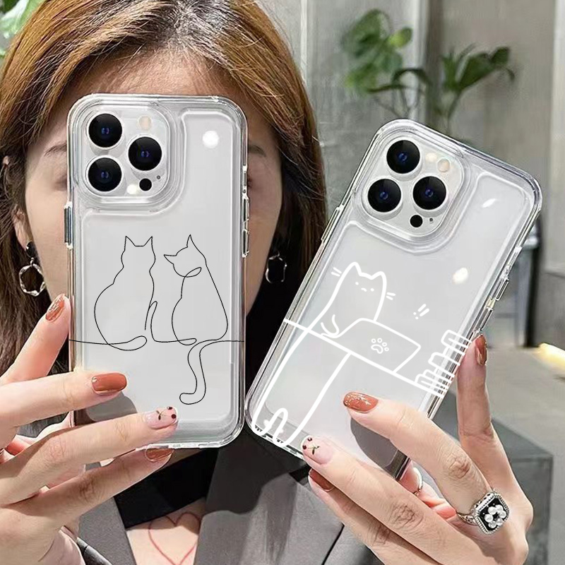 Cute Line Cat Anti-drop Phone  - Phone Cases Xiaomi 评论和价格