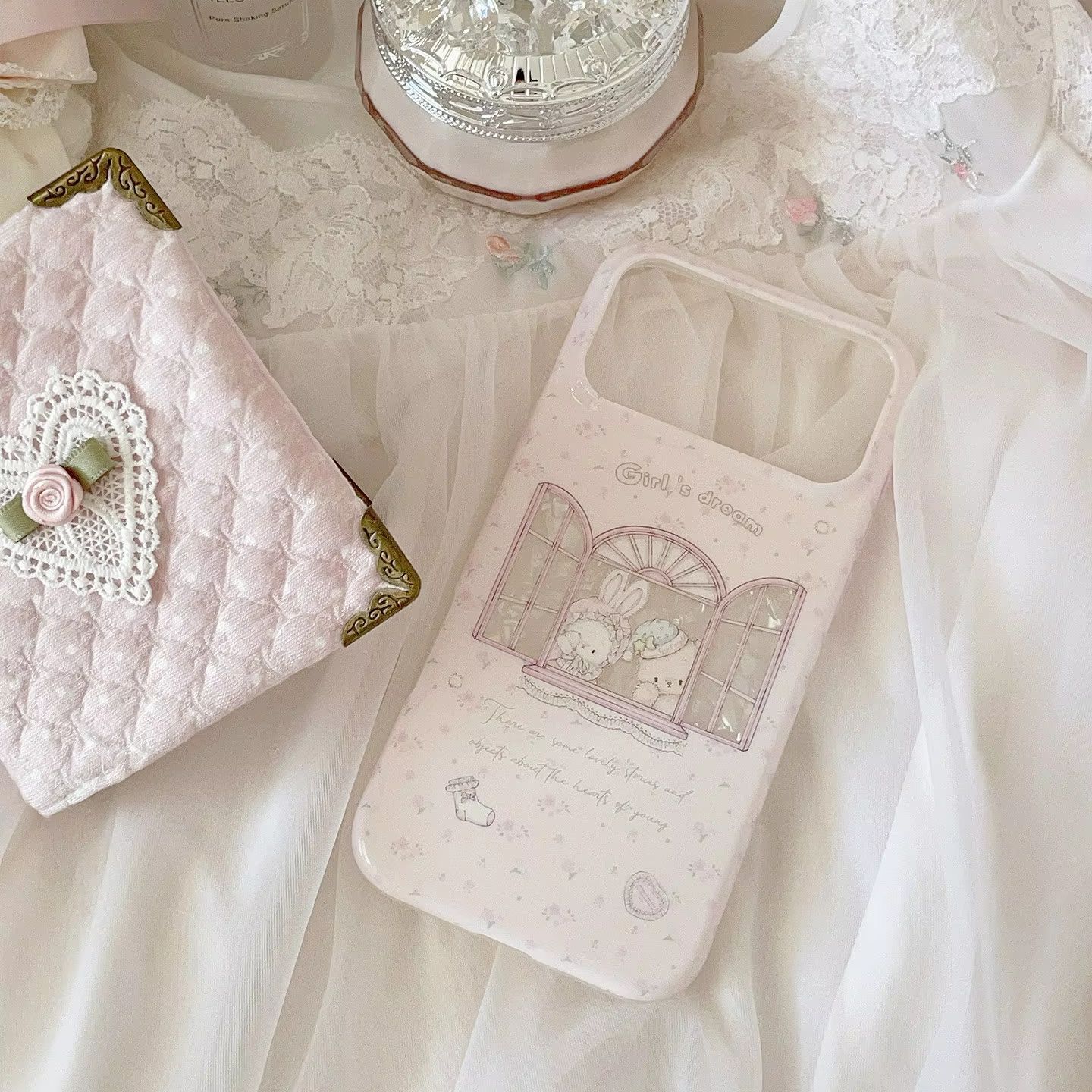 Kawaii Bunny Bear Floral Pink  - Phone Cases For Girls 评论和价格