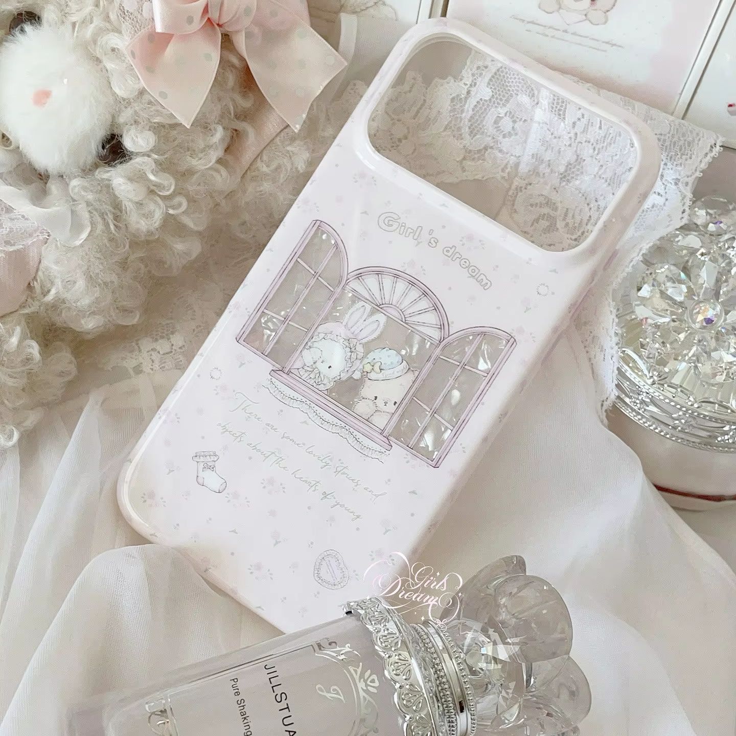 Kawaii Bunny Bear Floral Pink  - Phone Cases For Girls 评论和价格