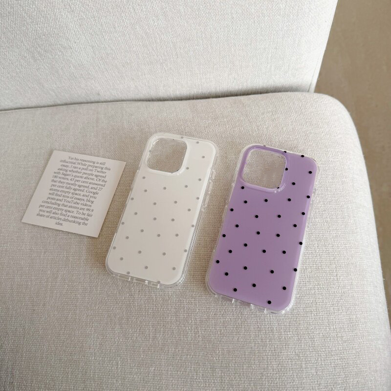 Korean White & Purple Polka Do - Phone Cases Purple 评论和价格