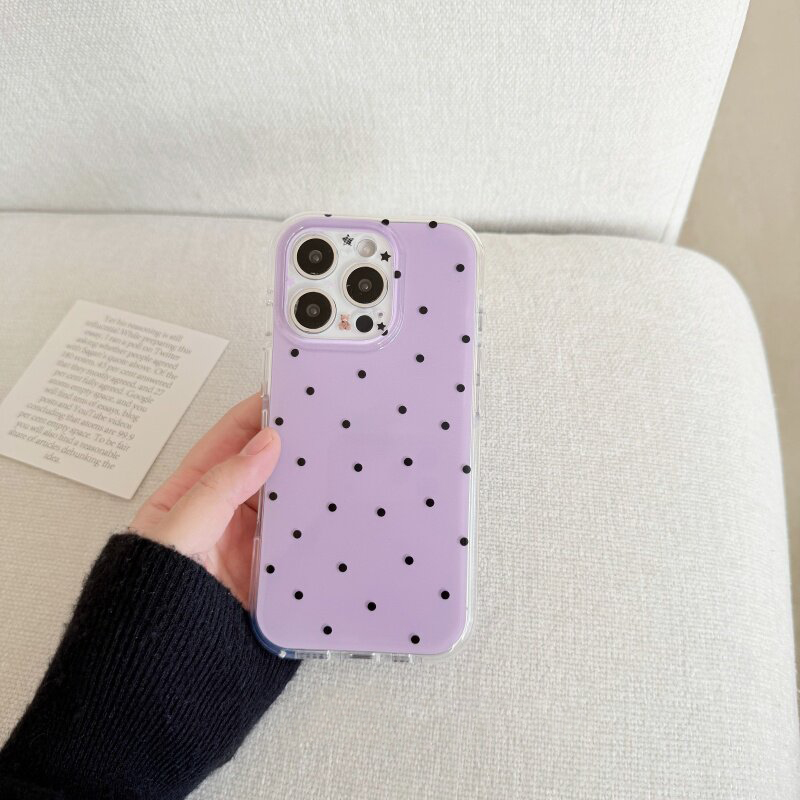 Korean White & Purple Polka Do - Phone Cases Purple 评论和价格