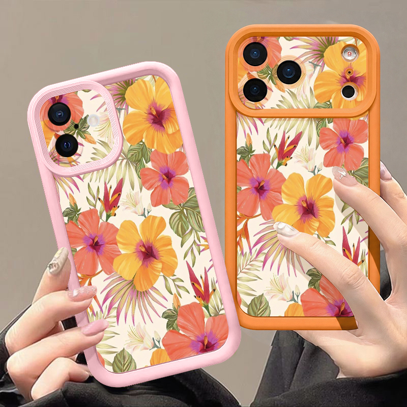 Orange Flower Pattern TPU Phon - Phone Cases Orange 评论和价格