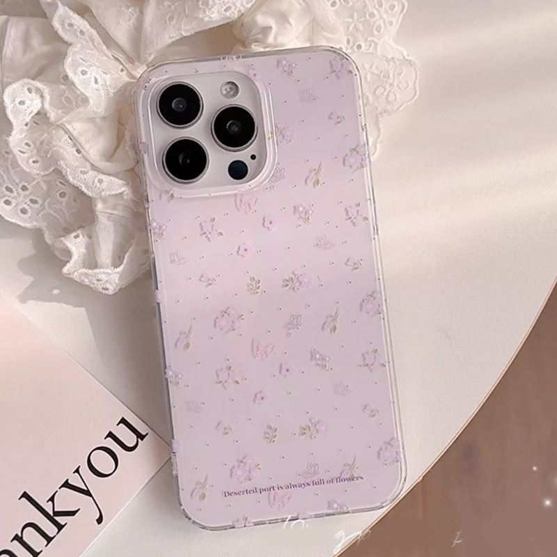 Ins Korean Purple Floral Gentl - Phone Cases Purple 评论和价格