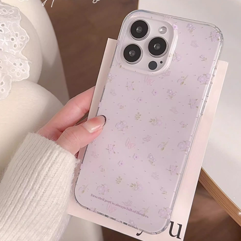 Ins Korean Purple Floral Gentl - Phone Cases Purple 评论和价格