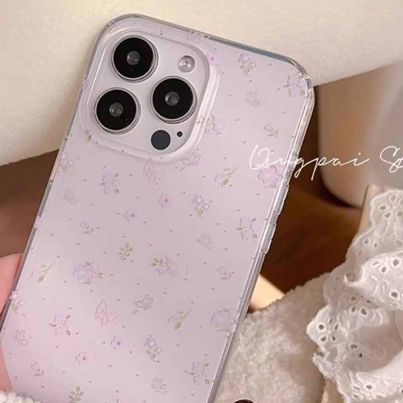 Ins Korean Purple Floral Gentl - Phone Cases Purple 评论和价格
