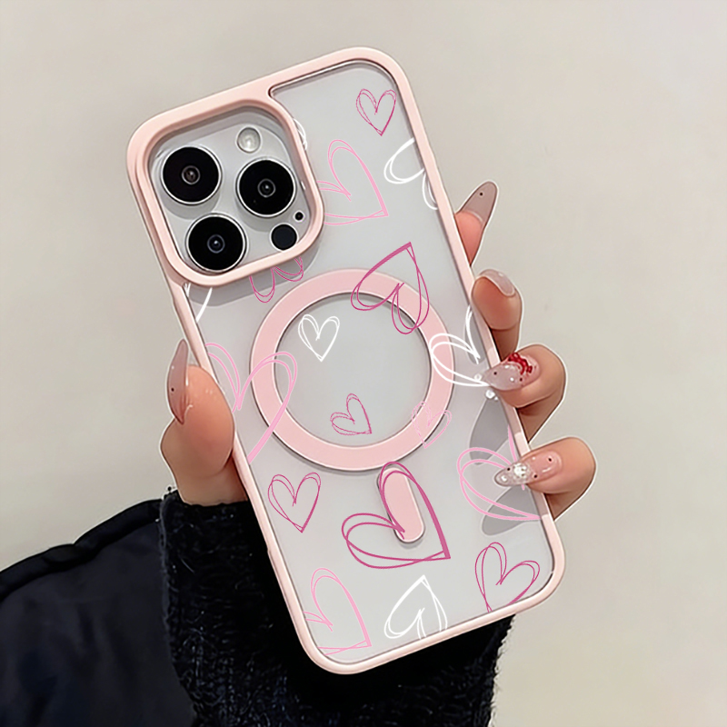 Pink Purple White Lines Love H - Phone Cases Purple 评论和价格